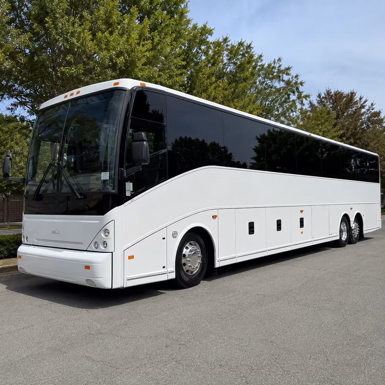 charter bus shuttle service for warehouse and logistics groups on old national highway
